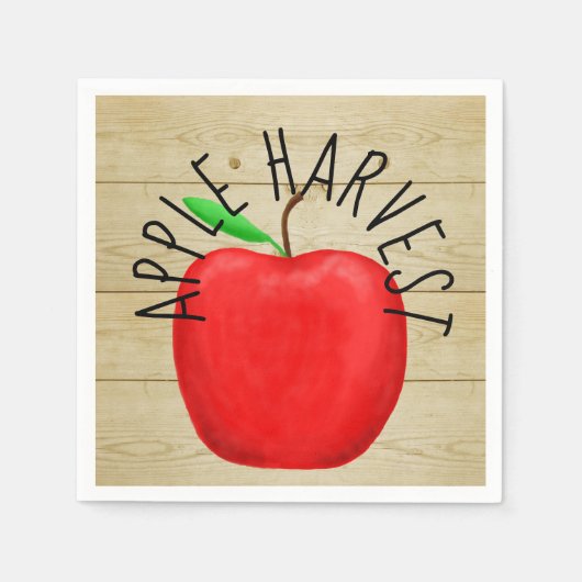 Serviette En Papier Rouge Pomme moissonneuse en bois Panneau Papier (Devant)