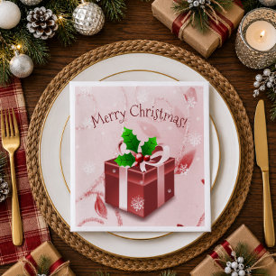 Serviette en papier rouge pour cadeau de Noël