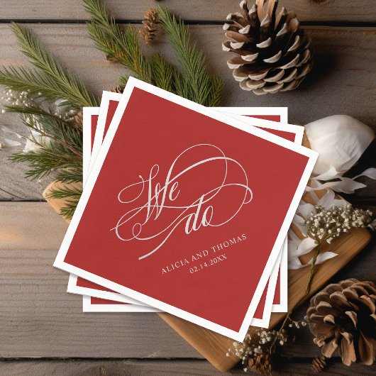 Serviette En Papier Rouge romantique Nous faisons Calligraphie Mariage