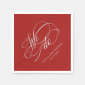 Serviette En Papier Rouge romantique Nous faisons Calligraphie Mariage (Devant)