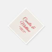 Serviette En Papier Rouge Romantique Script Mariage personnalisé servi (Coin)