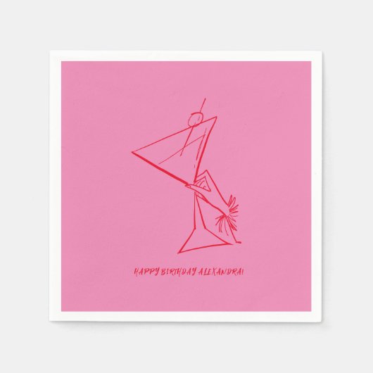 Serviette En Papier Rouge rose 50e anniversaire Napkin (Devant)