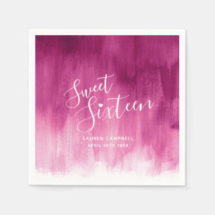 Serviette En Papier Rouge rose abstrait art moderne doux 16 anniversai