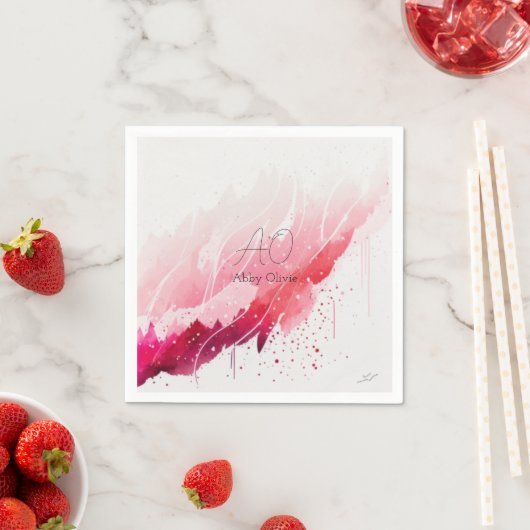 Serviette En Papier Rouge rose abstrait simple (En situation)