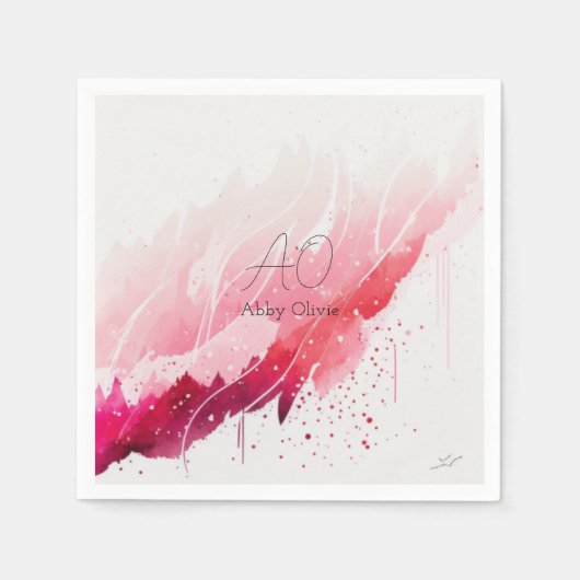 Serviette En Papier Rouge rose abstrait simple (Devant)