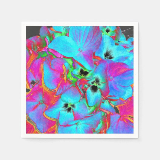 Serviette En Papier Rouge rose bleu violet fleuri fleuri coloré (Devant)