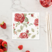 Serviette En Papier Rouge rose et blanc imprimé classique (En situation)