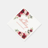 Serviette En Papier Rouge rose Floral 70e anniversaire Cocktail person (Coin)
