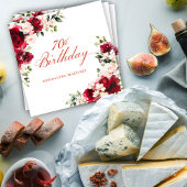 Serviette En Papier Rouge rose Floral 70e anniversaire Cocktail person