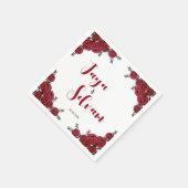Serviette En Papier Rouge Rose Floral thème Mariage (Coin)