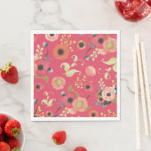 Serviette En Papier Rouge rose moderne Floral Party (En situation)