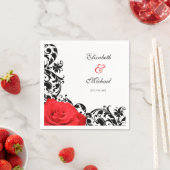 Serviette En Papier Rouge Rose Noir Flourde Mariage personnalisé (En situation)
