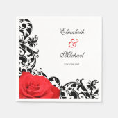 Serviette En Papier Rouge Rose Noir Flourde Mariage personnalisé (Devant)