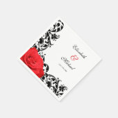 Serviette En Papier Rouge Rose Noir Flourde Mariage personnalisé (Coin)