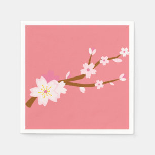Serviette En Papier Rouge rose pâle Sakura CHerry Blossom japonais