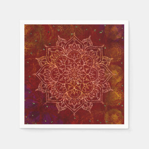 Serviette En Papier Rouge Rouille Mandala Or Glam Moderne Chic