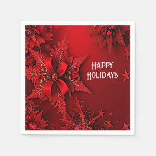 Serviette En Papier Rouge Ruban Floral Vacances Papier de Noël