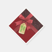 Serviette En Papier Rouge Ruban Joyeux cadeau de Noël serviettes (Coin)