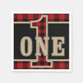 Serviette En Papier Rouge rustique Buffle Noir Plaid 1ère fête d'anniv (Devant)