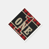 Serviette En Papier Rouge rustique Buffle Noir Plaid 1ère fête d'anniv (Coin)