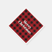 Serviette En Papier Rouge rustique et noir Buffalo plaqué Joyeux Noël (Coin)
