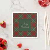Serviette En Papier Rouge rustique et Tartan vert Plaid Noël (En situation)