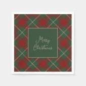 Serviette En Papier Rouge rustique et Tartan vert Plaid Noël (Devant)