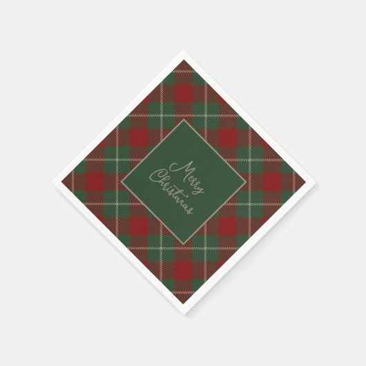 Serviette En Papier Rouge rustique et Tartan vert Plaid Noël (Coin)