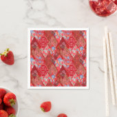 Serviette En Papier Rouge, rustique, patchwork (En situation)