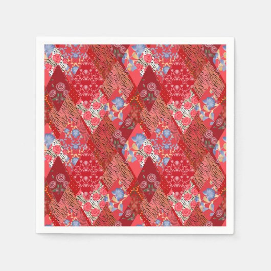 Serviette En Papier Rouge, rustique, patchwork (Devant)