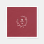 Serviette En Papier Rouge rustique Simple Elégant Laurel Wreath Monogr (Devant)