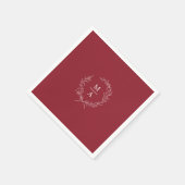 Serviette En Papier Rouge rustique Simple Elégant Laurel Wreath Monogr (Coin)