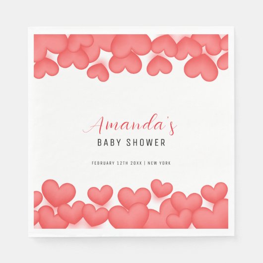 Serviette En Papier Rouge Simple Un Baby shower Un Peu Amoureux (Devant)
