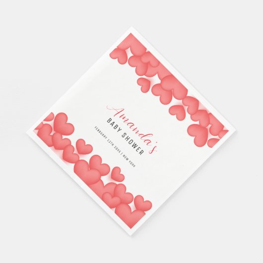Serviette En Papier Rouge Simple Un Baby shower Un Peu Amoureux (Coin)