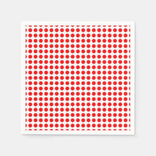 Serviette En Papier Rouge sur blanc moyen Papier Pois horizontal (Devant)