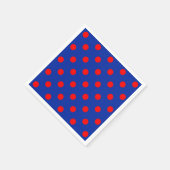 Serviette En Papier Rouge sur bleu Pois Motif Design (Coin)