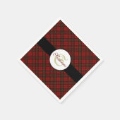 Serviette En Papier Rouge tartan Noël plaid hiver motif Monogramme (Coin)