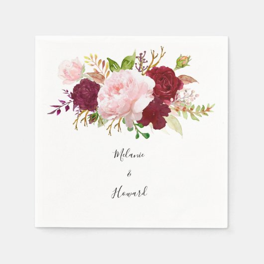 Serviette En Papier Rouge Tropical et Mariage romantique Napkin (Devant)