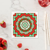 Serviette en papier rouge/vert à motif zig zag pou (En situation)