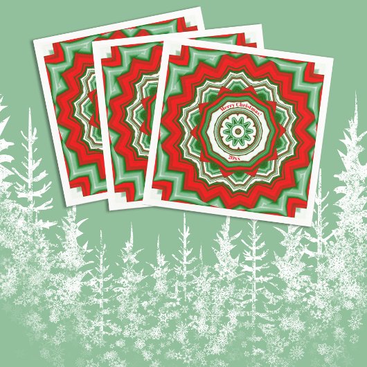 Serviette en papier rouge/vert à motif zig zag pou