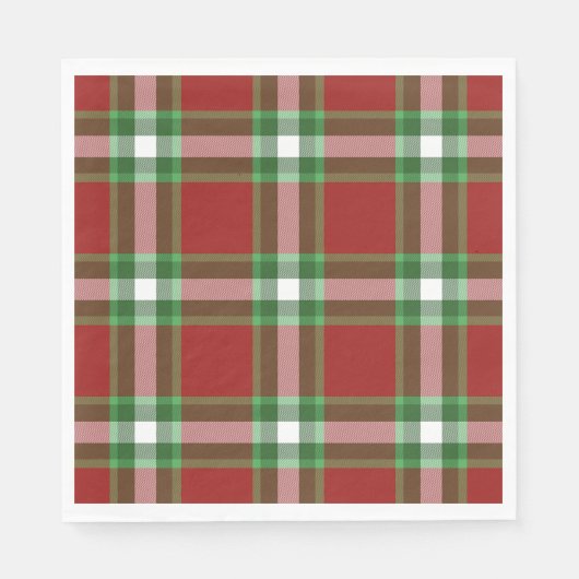 Serviette En Papier Rouge Vert blanc Cool Rouge Lumberjack Plaid Motif (Devant)