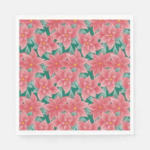 Serviette En Papier Rouge & Vert classique Noël Floral Poinsettia