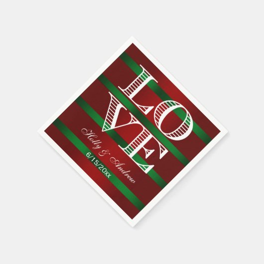 Serviette En Papier Rouge vert dégradé, blanc AMOUR serviettes (Coin)