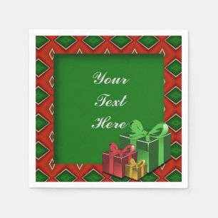 Serviette En Papier Rouge & Vert Diamant Motif de Noël Napkins