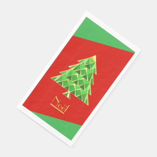 Serviette En Papier Rouge vert Joyoux Noel (Coin)