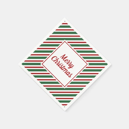 Serviette En Papier Rouge vert Motif Joyeux Noël Naples (Coin)