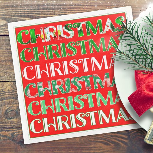 Serviette En Papier Rouge Vert Noël Festif