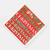Serviette En Papier Rouge Vert Noël Festif (Coin)