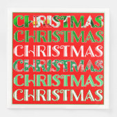 Serviette En Papier Rouge Vert Noël Festif (Devant)