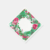 Serviette En Papier Rouge Vert Noël Fleurs florales Mariage (Coin)